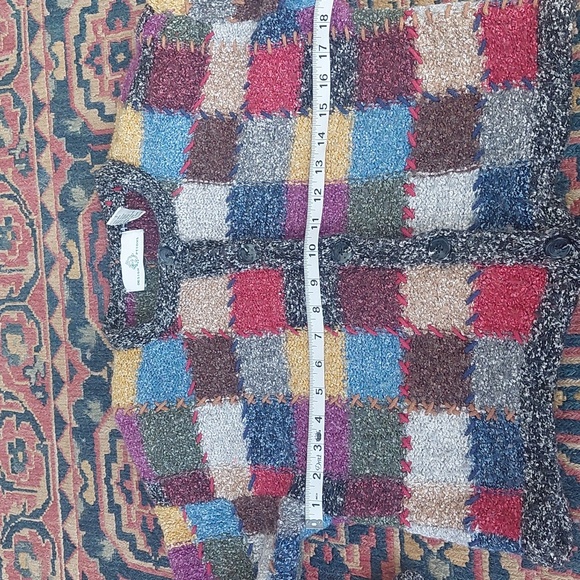 Design Options Pitchwork Vintage Cardigan Sweater Multicolot Size Small - Picture 4 of 5